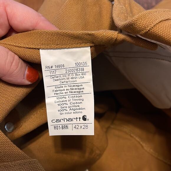 NWOT Carhartt Mens Tan Duck Overalls Men’s Size 42x28 - Picture 9 of 9